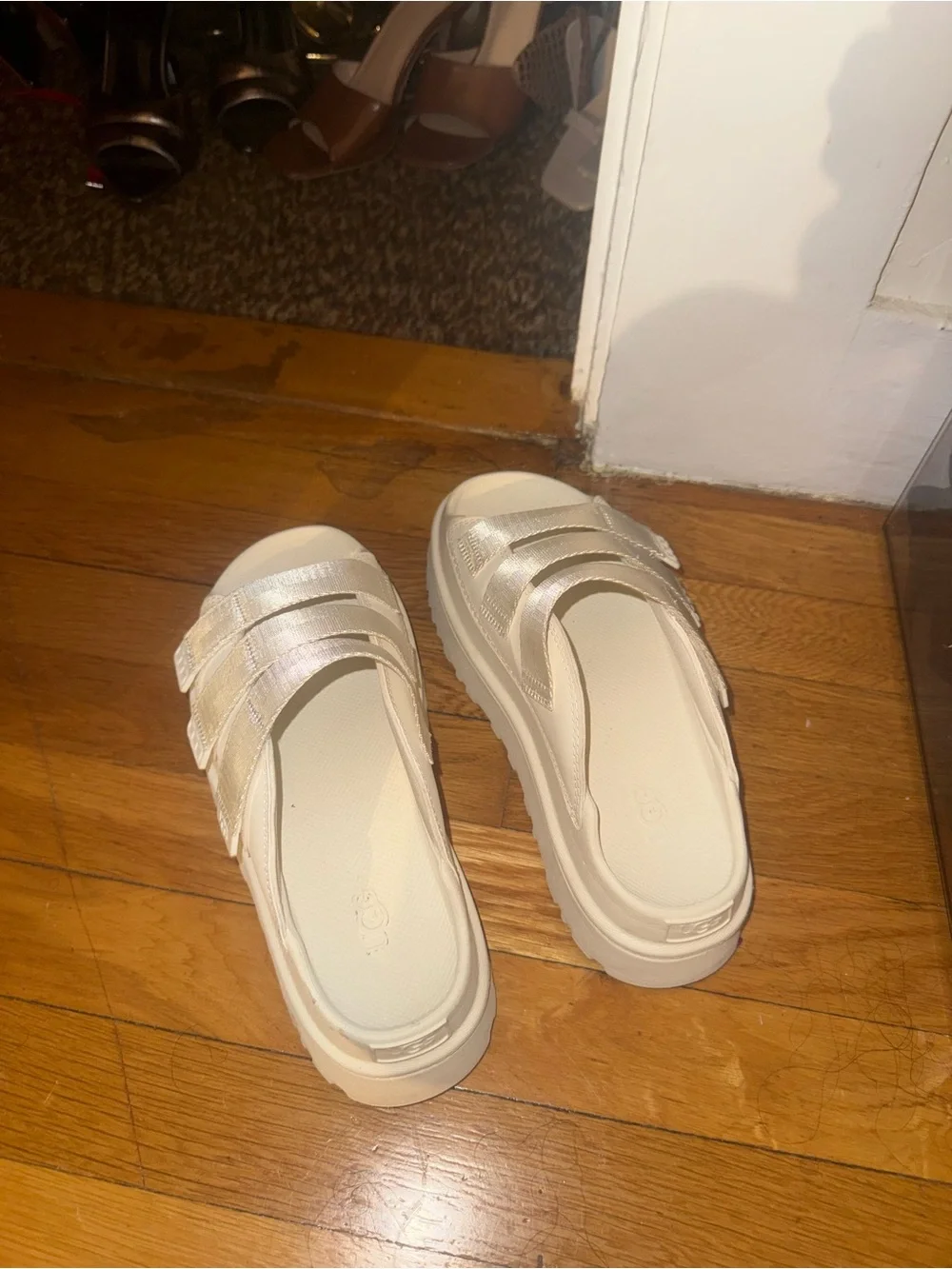 UGG Cream Platform Slide Sandals